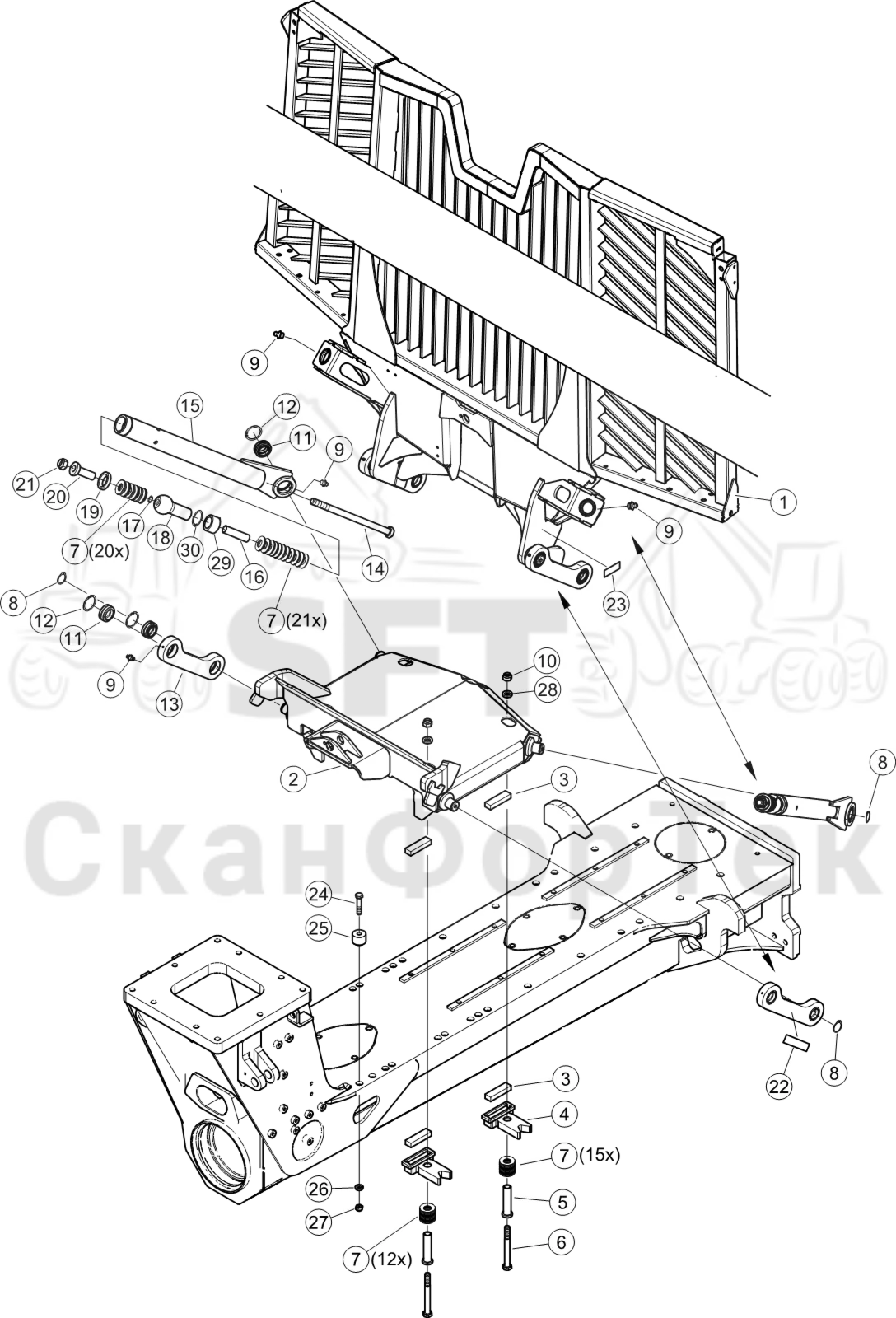 Схема: Гидравлическая перемещаемая решёткаFlexGate Узкий 8550033311-
