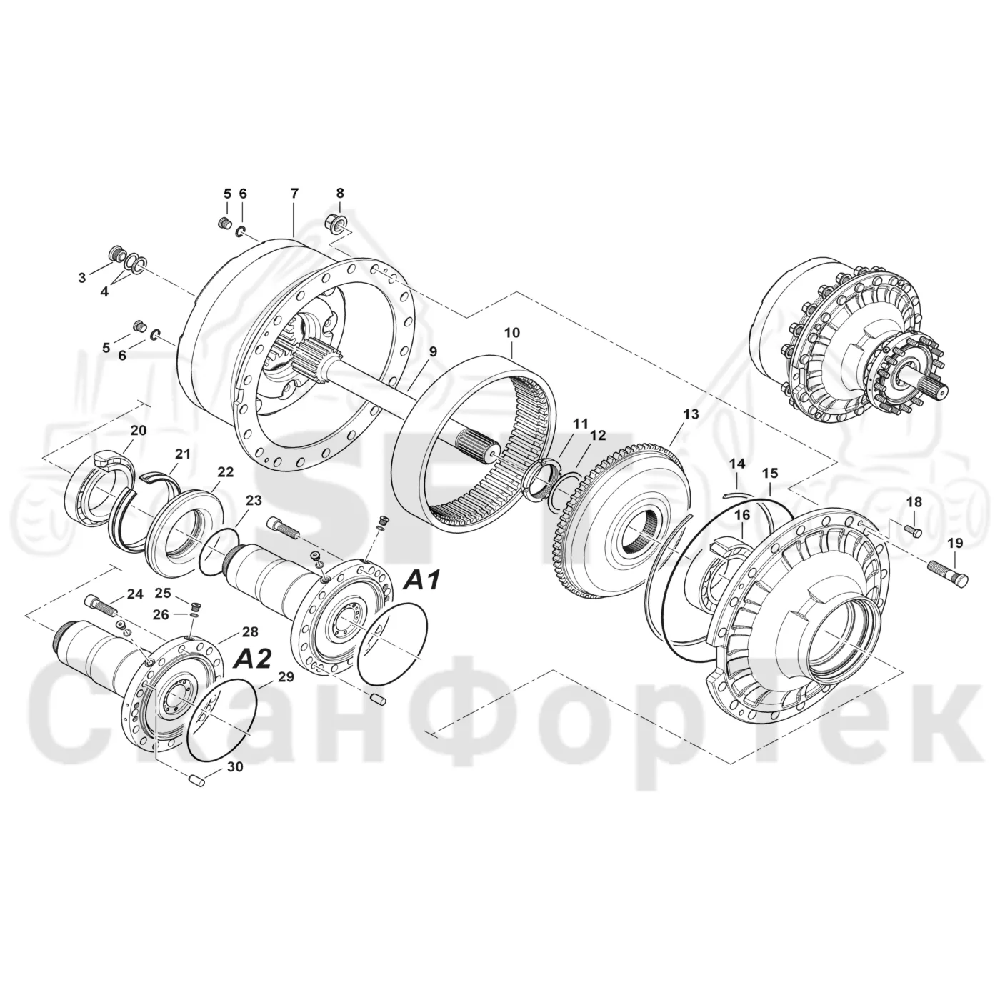 Схема: Редуктор ступицы A2
