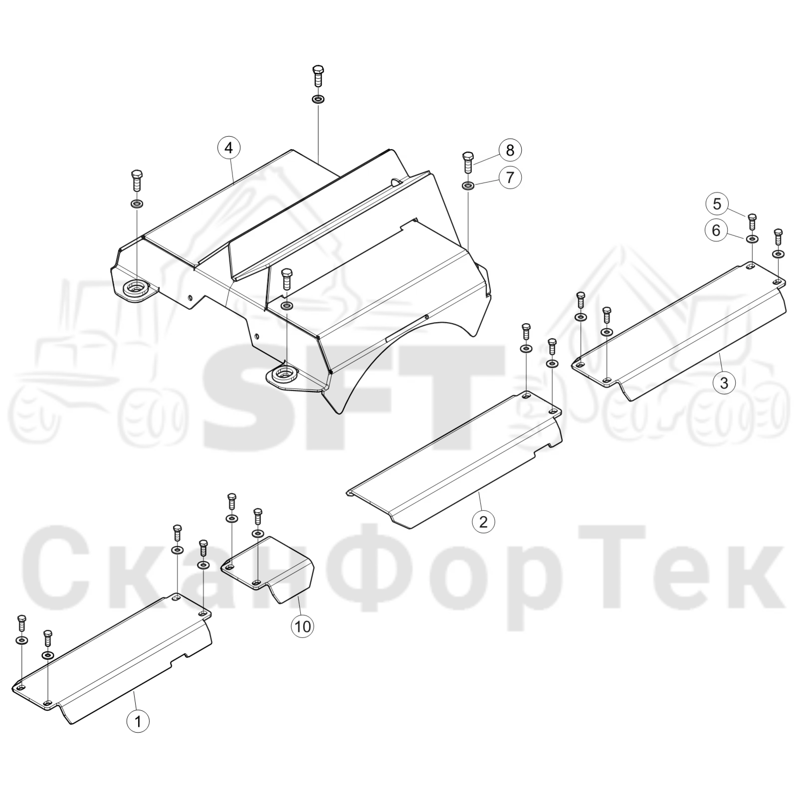 Схема: защита, 4 Коники, перемещаемая фиксированная