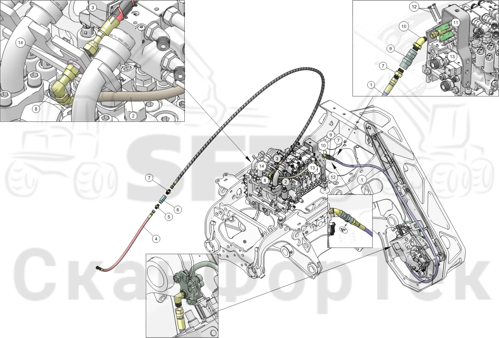 Схема: Корчевка пней/Габота с несколькими деЂевьями