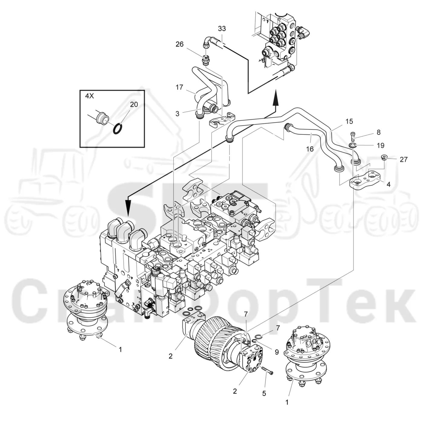 Схема: Гидравлический мотор 750/400 cc 3650001471-