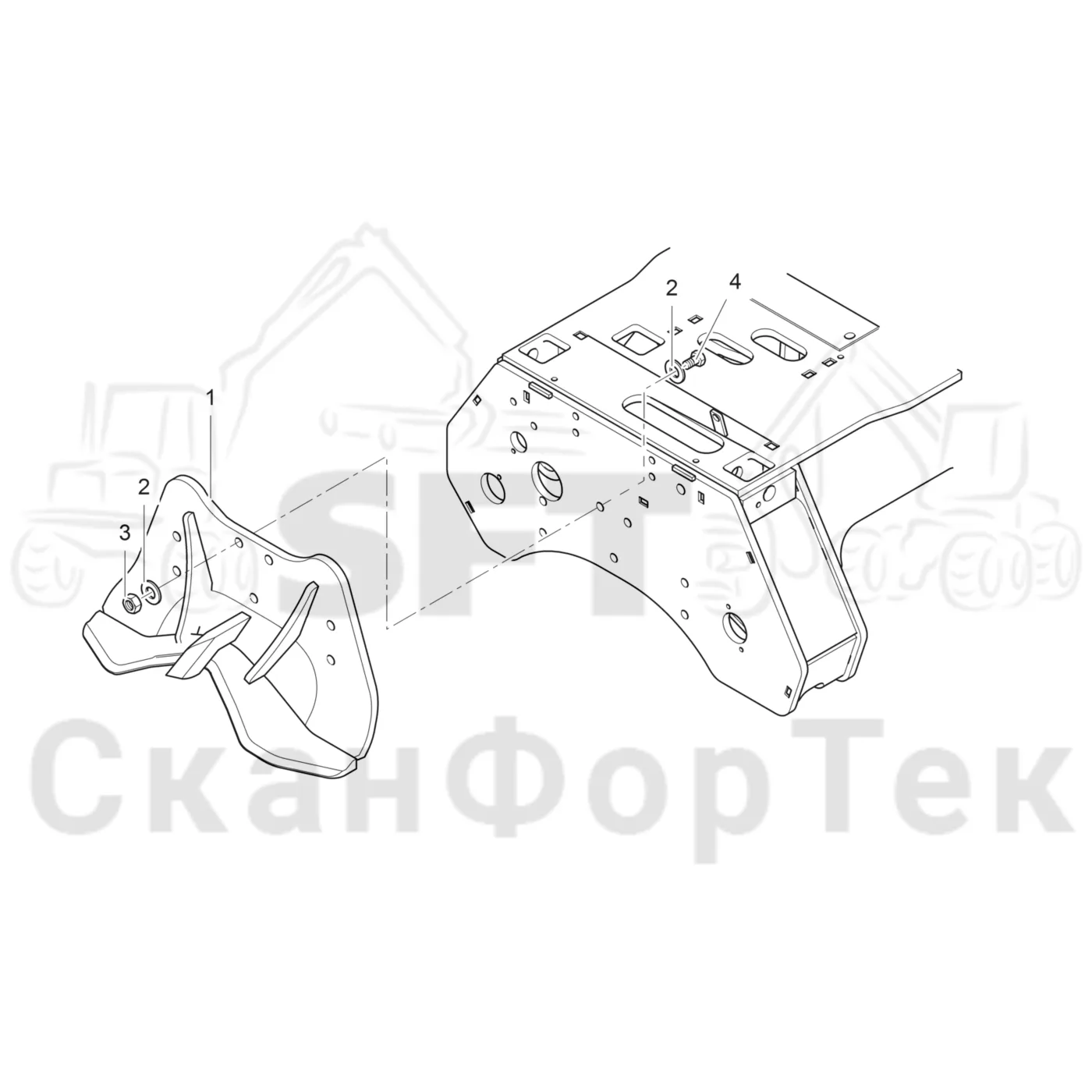 Схема: Передние сучкорезные ножи