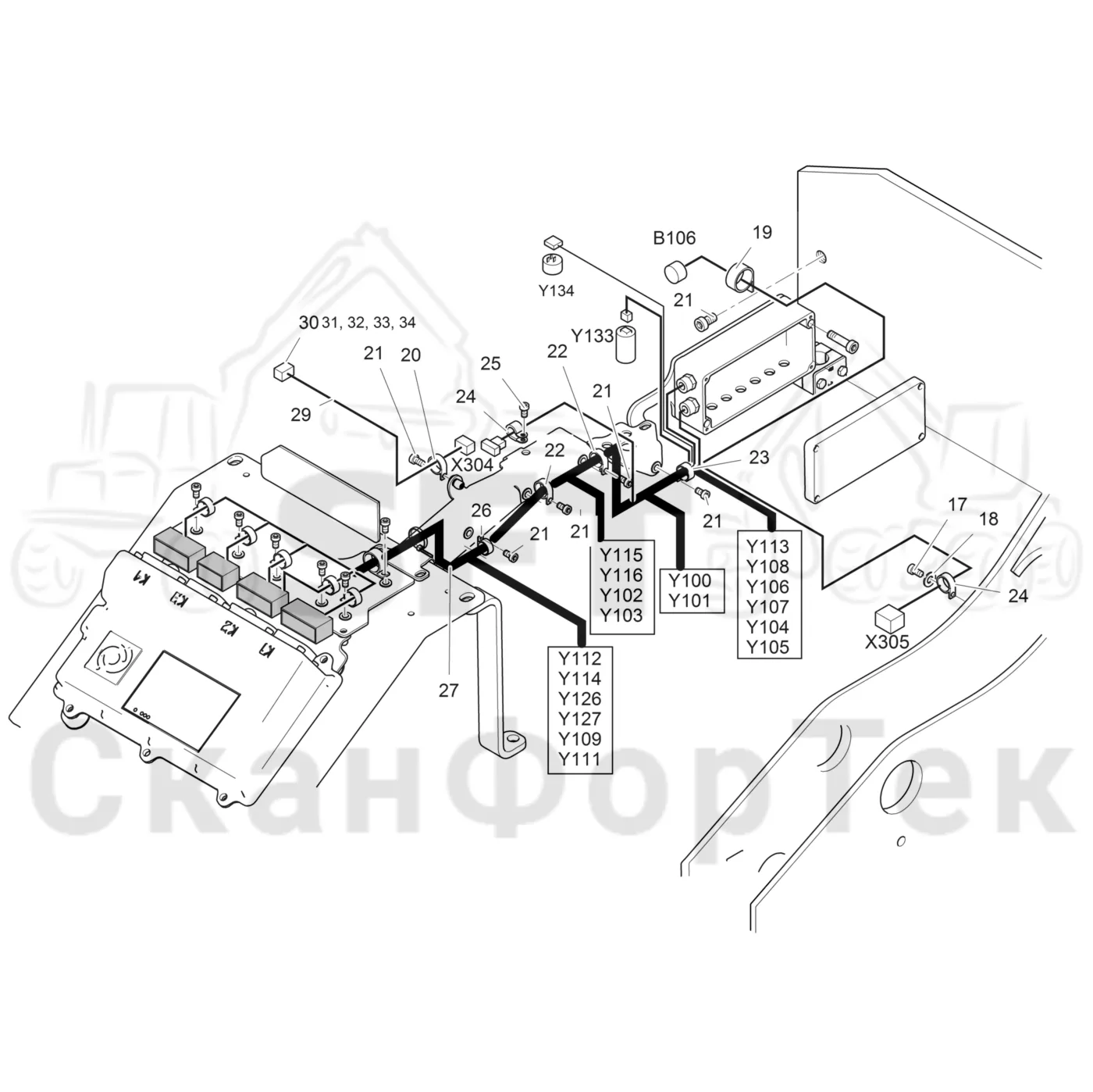 Схема: Монтажная проводка клапана