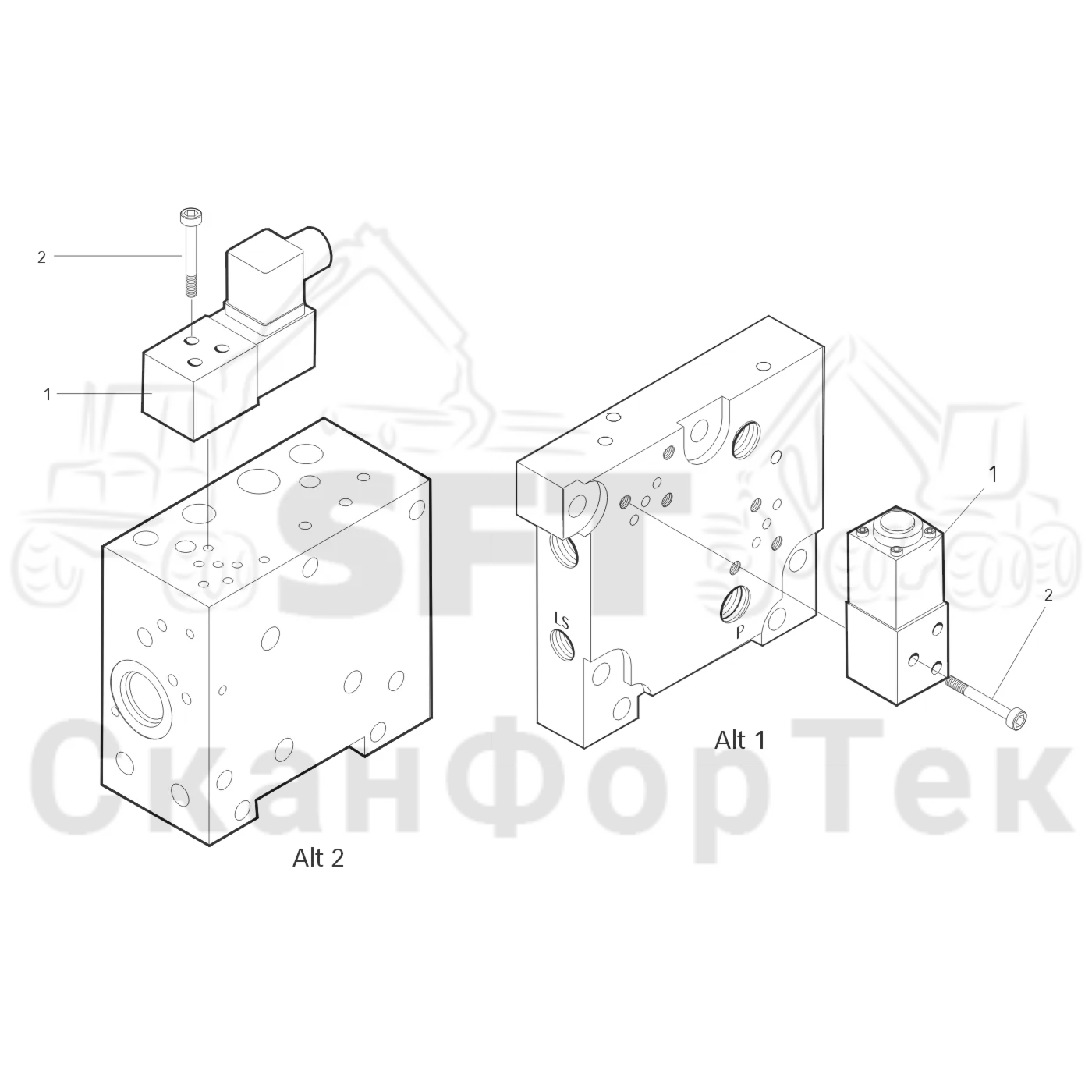 Схема: Левый концевой блок, вторая передача