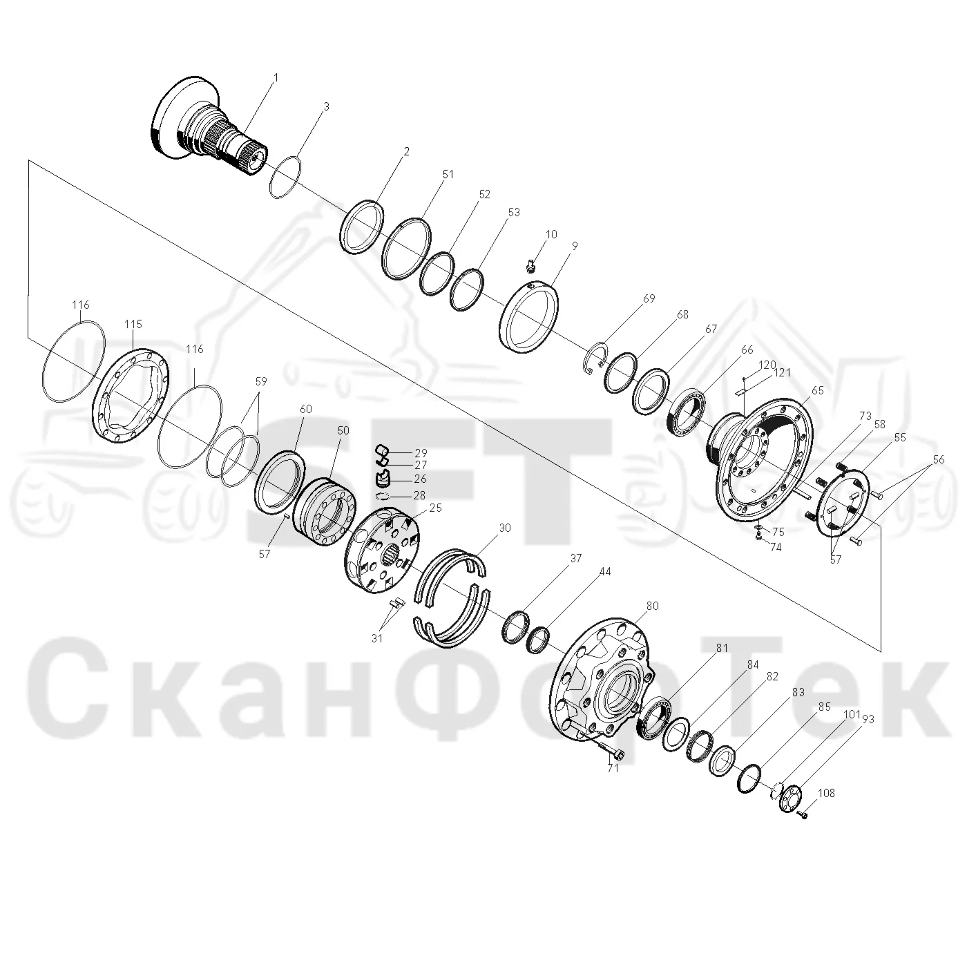 Схема: Spare parts hydraulic motor 1-sp