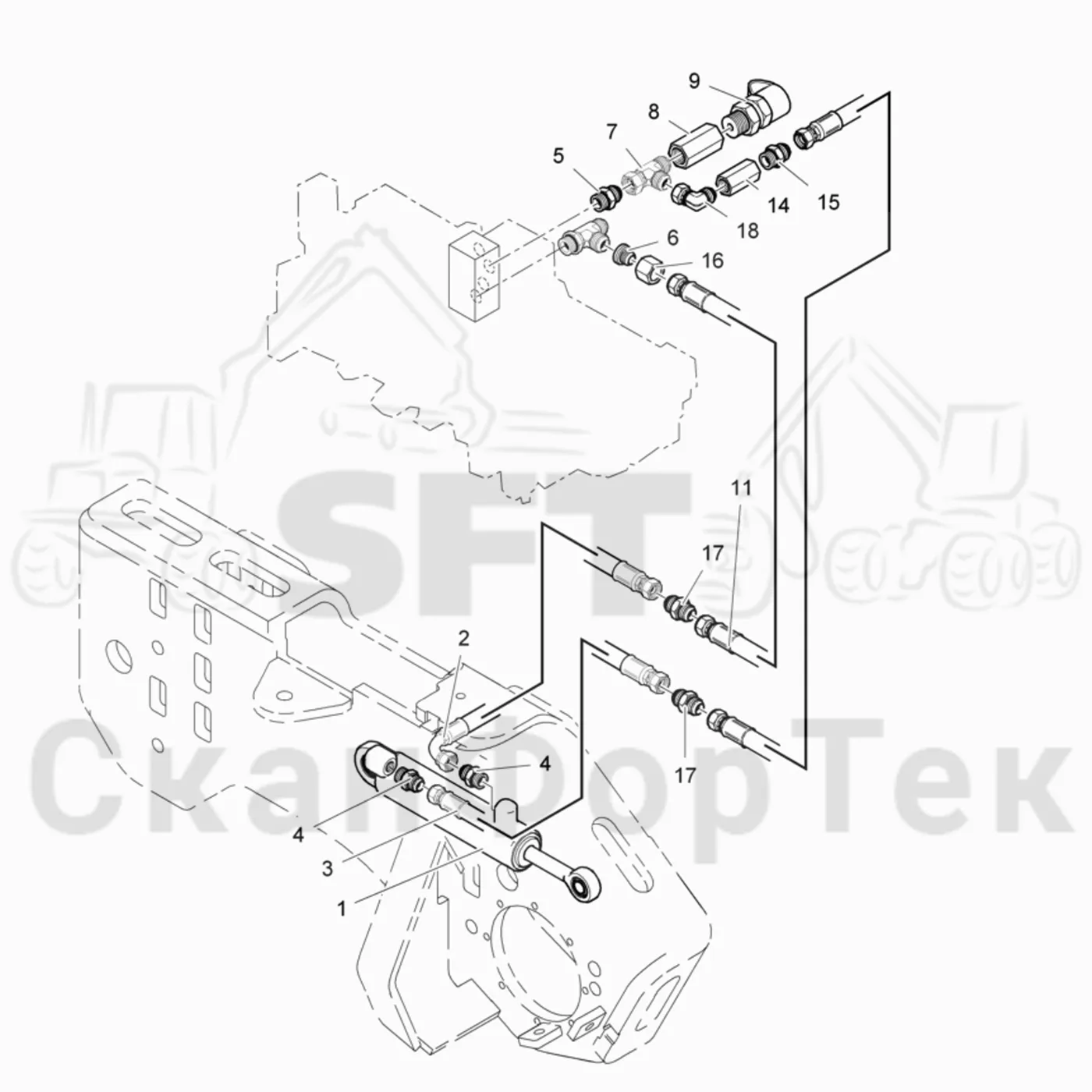 Схема: Cutting cylinder hydraulics topsaw 11323-
