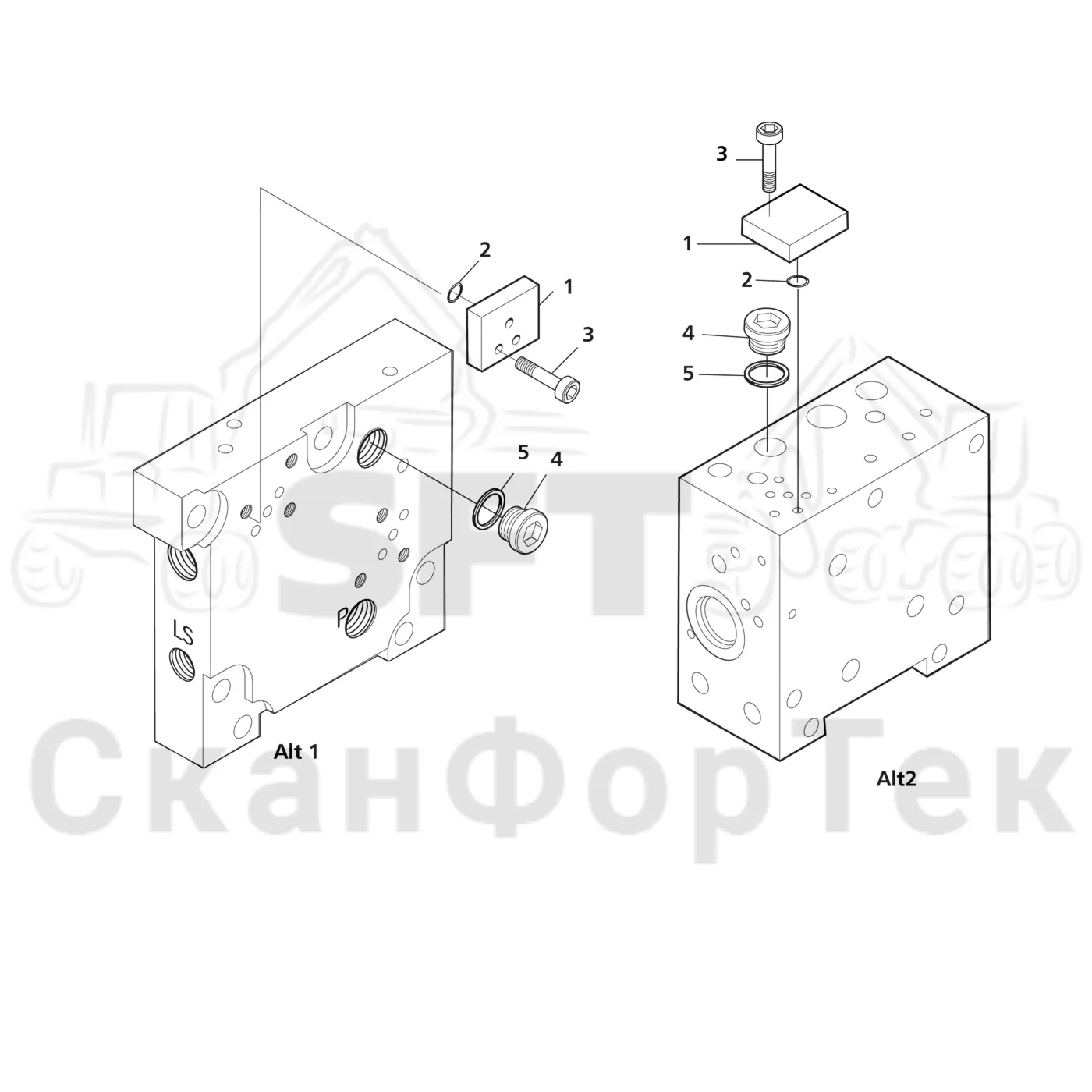 Схема: Левый концевой блок, первая передача