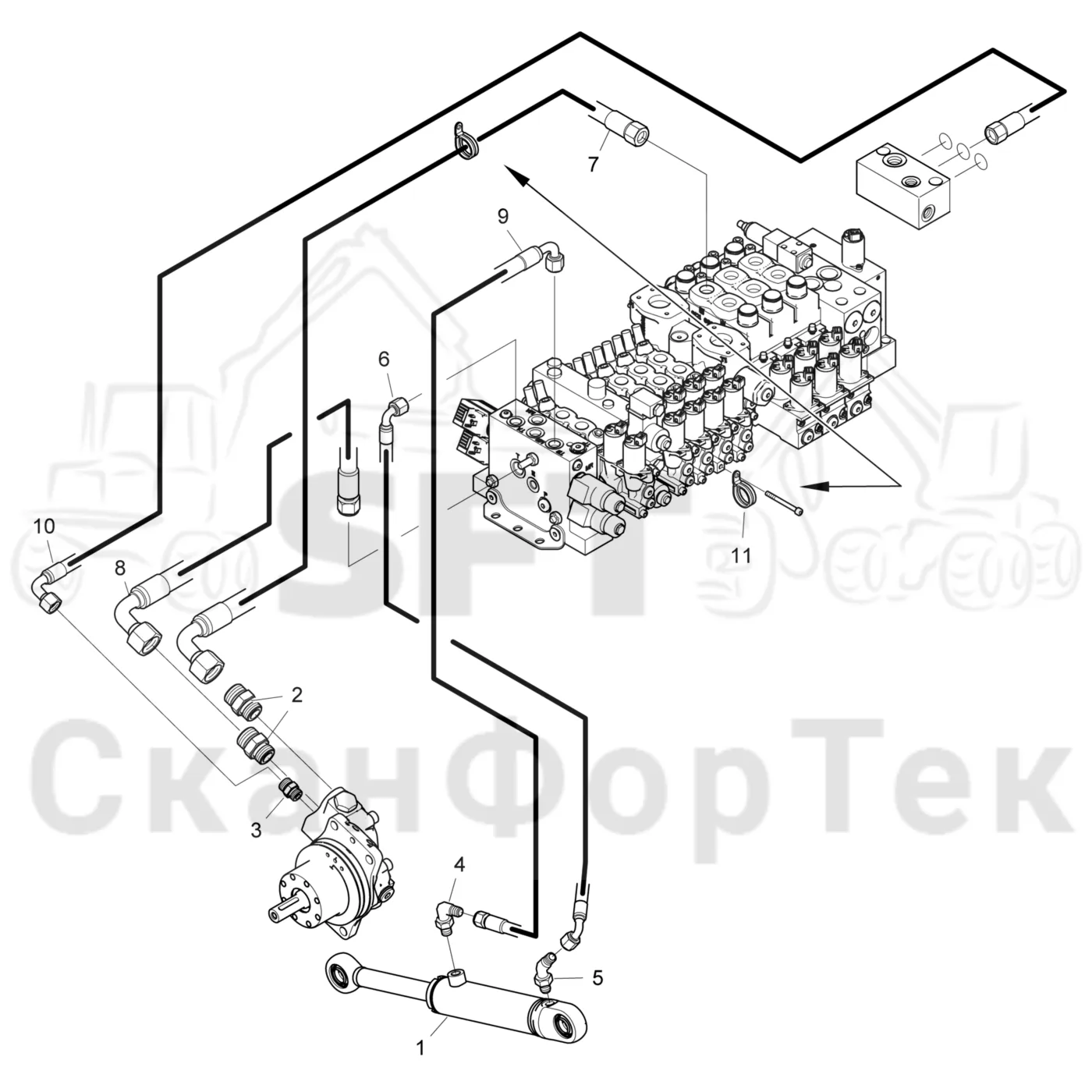 Схема: Top Saw Hydraulics