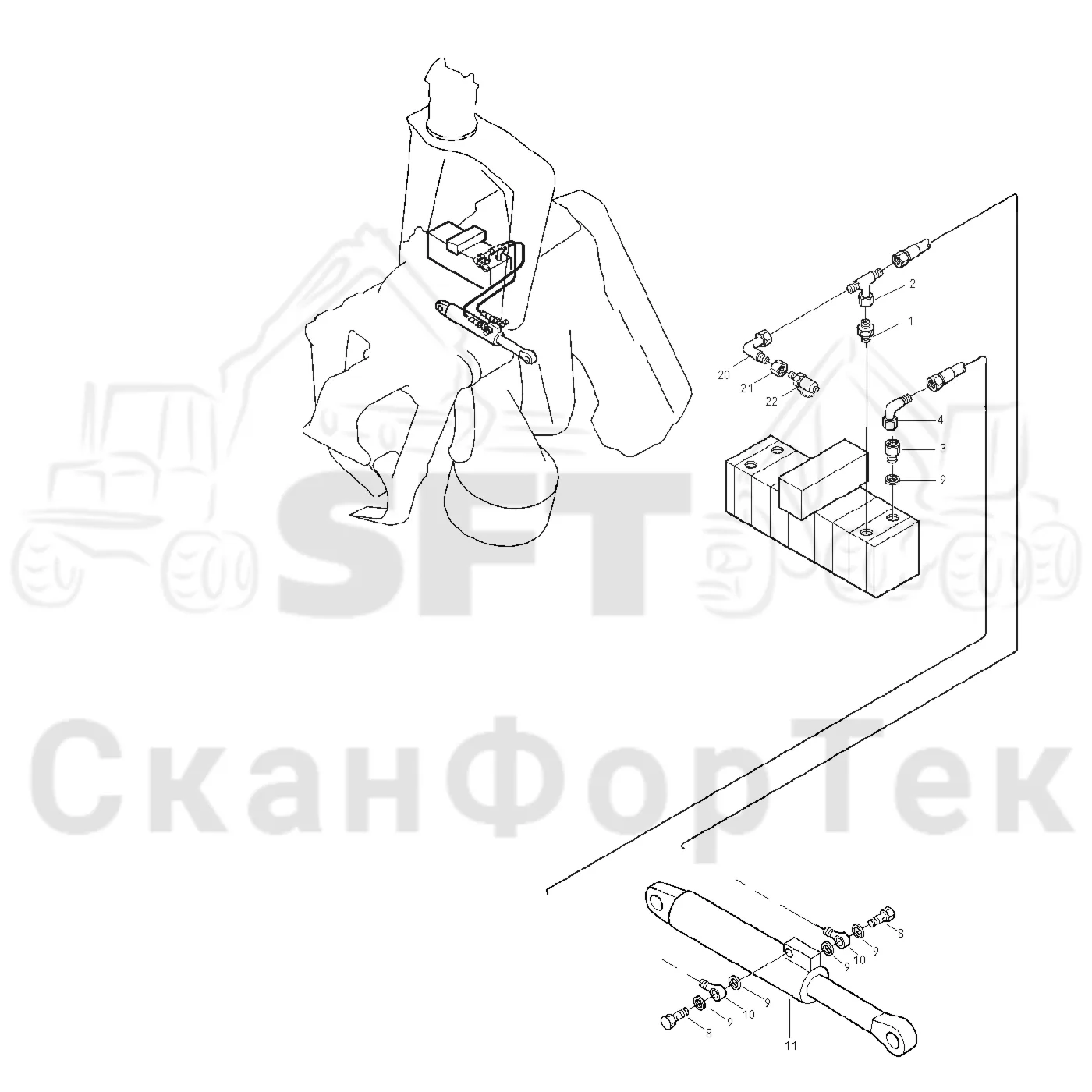 Схема: Сучкорезные ножи, гидравлические